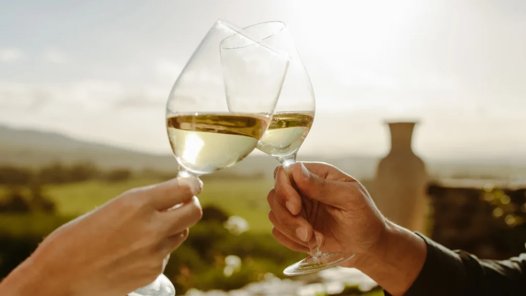 A couple enjoying the best Chardonnay under $50